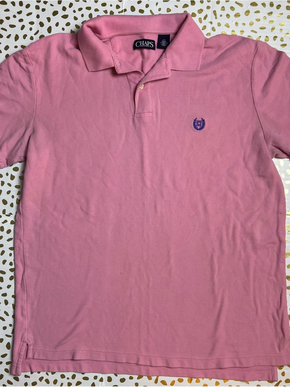 Chaps Men's Bubblegum Pink Polo with Embroidered Crest